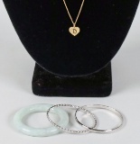 14k Gold Heart Pendant & Chain,  1.9 Grams, Sterling Baby Bracelet & More