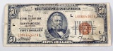 1929 $50 Brown Seal Federal Bank of San Francisco Note