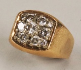 14K Gold men's Ring w/Diamonds, Sz. 10.5, 14 Grams