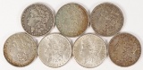 7 Morgan Silver Dollars, 1878P,1879P,1881P,2-1887P,2-1889P