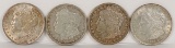 4 Morgan Silver dollars; 1889P, 1890O, 2 1921P/D