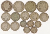 4 Barber Half Dollars(1897,1898,2-1909), 7 Barber Quarters