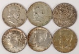 1952/1963 Franklin Half Dollars, 3 1964 JFK Half Dollars & 1967 JFK Half Dollar