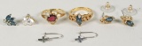 Gold Colored Rings & Assorted Earrings