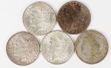 5 Morgan Silver Dollars (1879S,1880S,1881S,1899O,1921D)