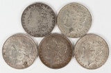 5 Morgan Silver Dollars (1885P,1887P,1890P,1898P,1900P)