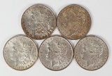 5 Morgan Silver Dollars (1885P,1886P,1887P,1889P,1897P)