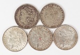5 Morgan Silver Dollars (1883P,1884P,1888P,1896P,1898P)