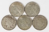 5 Peace Silver Dollars (2-1923P 1924P,1925P,1926P)