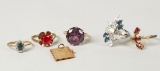 Assorted Gold Colored Rings w/ Colored Stones - Locket Pendant