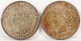 1921-S Morgan & 1922-P Peace Silver Dollars