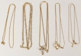 18K Gold Necklace, 3 14K Gold Necklaces (2 w/Pendants) &