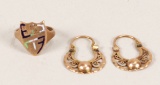 Gold Colored Earrings & Baby Ring