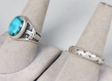 Silver Colored Southwest Style Ring & 925 Silver Band