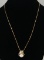 14K Gold Necklace & Frog Pendant w/Pearl and Green Gemstones