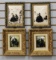 4 Vintage Reverse Painted Silhouette Pictures