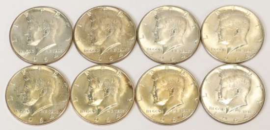 8 1964-D Kennedy Half Dollars (90% Silver)