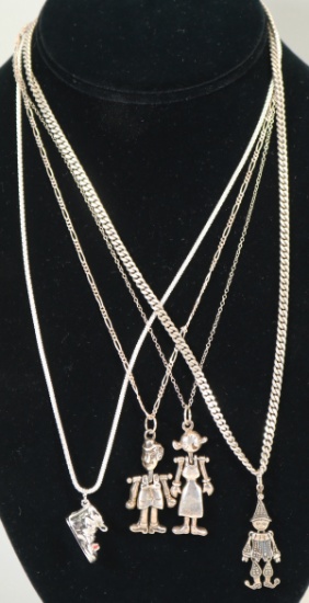 4  Sterling/925 Necklaces with Pendants
