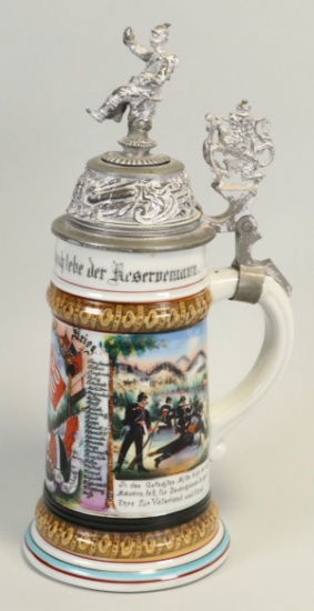 German Regimental Lithophane Beer Stein