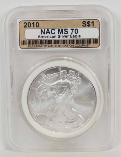 2010 $1 American Silver Eagle NAC MS 70