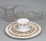 Charity Item: Wedgwood China Place Setting - India Rose, Glass Table Items