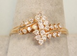 14K Diamond Cocktail Ring, Sz. 10.5