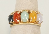 14K Gold Ring w/3 Colored Gemstones, Sz. 7.25