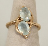 14K Faceted Light Blue Gemstones Ring, Sz.  6