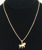 14K Gold Necklace & Gold Carousel Horse Pendant
