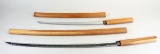 Two Samurai Style Wood Handled - Sheathed Swords
