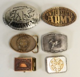 6 Collectible Belt Buckles, Alaska, Army, Oregon, Etc.