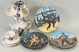 Elvis Presley Tea Pot & Cups and Collector Plates