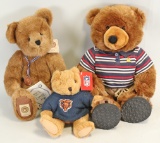 3 Collectible Teddy Bears, Boyd's, Toy Intl & NFL