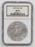 1993 $1 American Silver Eagle NGC MS 69