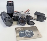 Vintage Canon AE-1 35mm SLR Film Camera w/ Lenses & Bag