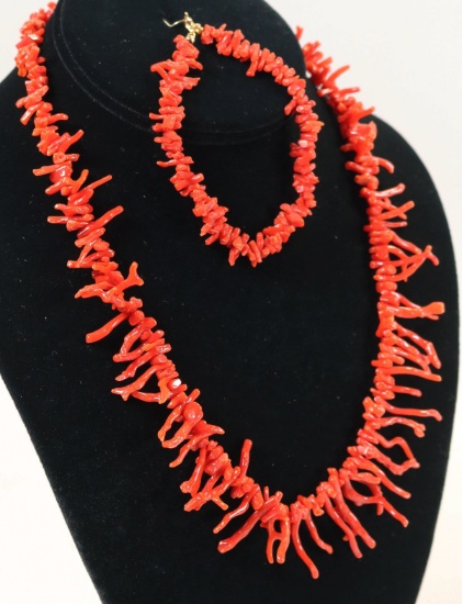 Coral Colored Necklace & Bracelet