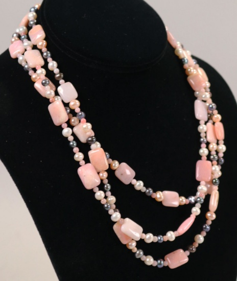 3 Strand Multi Colored Gemstone Necklace