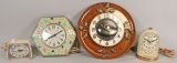 4 Vintage Clocks; Ingram, GE & United