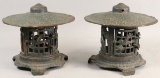2 Cast Iron Pagoda Japanese Hanging Garden Candle Lantern