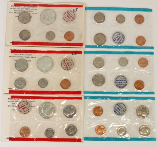3 U.S. Mints Sets U.C.; 1968 P/D, 1969 P/D, & 1970 P/D