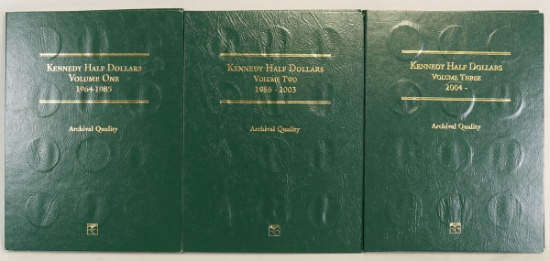 3 Kennedy Half Dollar Books; 1964-1985, 1986-2003 & 2004-2021