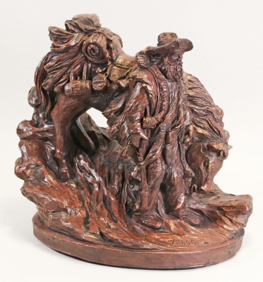 Largo "The Mountain Man & Old Faithful" Bronze Finished  Sculpture, #1368