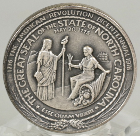 Medallic Art Co. .999 Pure Silver Bicentennial North Carolina State Medal