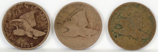 1857 & 2 - 1858 Flying Eagle Cents
