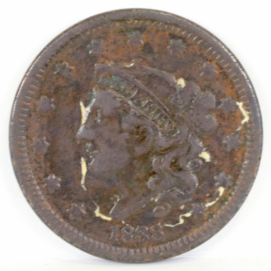 1838 Coronet Head  Large One Cent