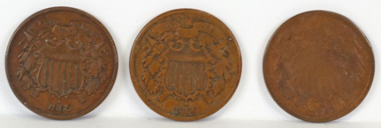 1865, 1866 & 1867 Shield 2 Cent Pieces