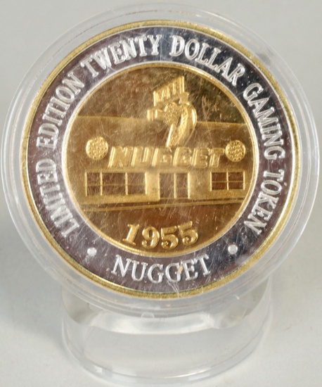 Nugget Casino $20 .999 Fine Silver Gaming Token 1955, 24 Karat HGE