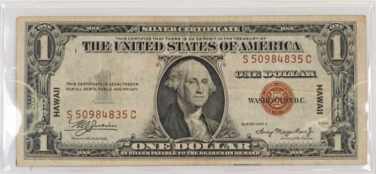 1935A $1 Hawaii Brown Seal Silver Certificate Note