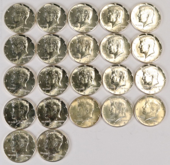 22 1964P Kennedy 90% Silver Half Dollars