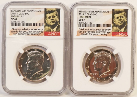 2014 P & D High Relief Kennedy Clad Half Dollar, SP 67 by NGC